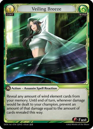 Veiling Breeze (229) [Dawn of Ashes 1st Edition] Grand Archive Single Weebs of the Shore