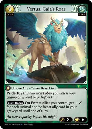 Vertus, Gaia's Roar (275) [Dawn of Ashes 1st Edition] Grand Archive Single Weebs of the Shore