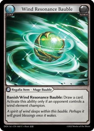 Wind Resonance Bauble (060) [Dawn of Ashes 1st Edition] Foil Grand Archive Single Weebs of the Shore