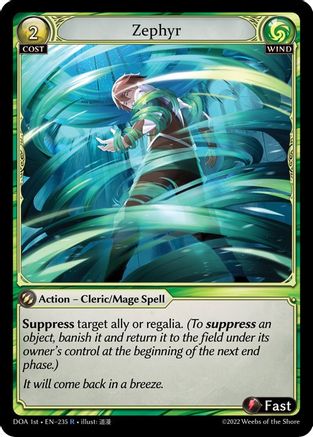 Zephyr (235) [Dawn of Ashes 1st Edition] Grand Archive Single Weebs of the Shore