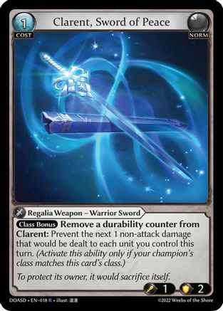 Clarent, Sword of Peace (018) [Dawn of Ashes Starter Decks] Grand Archive Single Weebs of the Shore