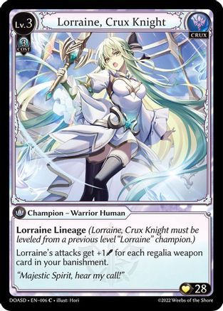 Lorraine, Crux Knight (006) [Dawn of Ashes Starter Decks] Grand Archive Single Weebs of the Shore
