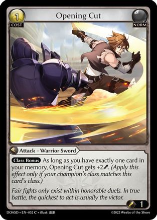 Opening Cut (052) [Dawn of Ashes Starter Decks] Grand Archive Single Weebs of the Shore