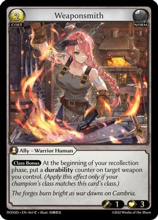 Weaponsmith (063) [Dawn of Ashes Starter Decks] Grand Archive Single Weebs of the Shore