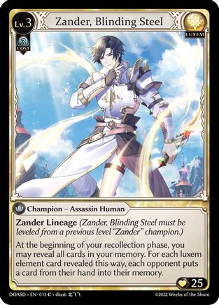 Zander, Blinding Steel (013) [Dawn of Ashes Starter Decks] Grand Archive Single Weebs of the Shore