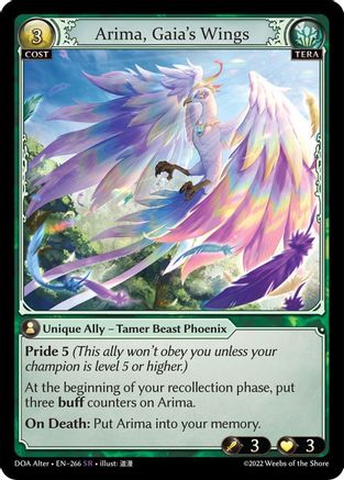 Arima, Gaia's Wings (266) [Dawn of Ashes Alter Edition] Foil Grand Archive Single Weebs of the Shore