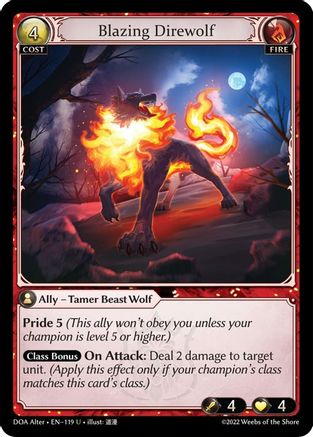 Blazing Direwolf (119) [Dawn of Ashes Alter Edition] Foil Grand Archive Single Weebs of the Shore