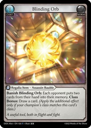 Blinding Orb (026) [Dawn of Ashes Alter Edition] Grand Archive Single Weebs of the Shore