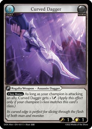 Curved Dagger (031) [Dawn of Ashes Alter Edition] Foil Grand Archive Single Weebs of the Shore