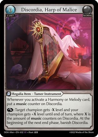 Discordia, Harp of Malice (032) [Dawn of Ashes Alter Edition] Grand Archive Single Weebs of the Shore