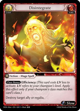 Disintegrate (128) [Dawn of Ashes Alter Edition] Grand Archive Single Weebs of the Shore