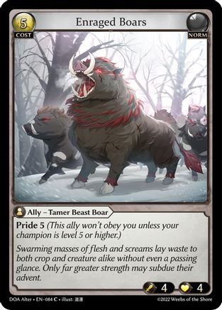 Enraged Boars (084) [Dawn of Ashes Alter Edition] Grand Archive Single Weebs of the Shore
