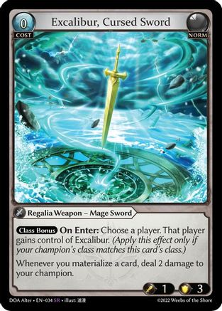 Excalibur, Cursed Sword (034) [Dawn of Ashes Alter Edition] Foil Grand Archive Single Weebs of the Shore