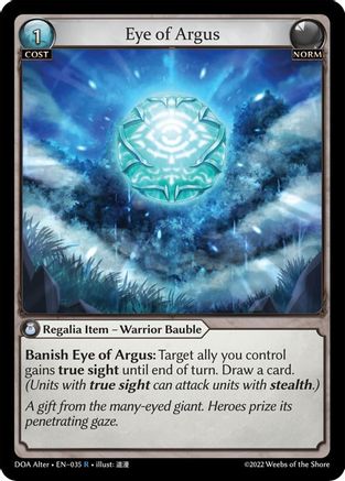 Eye of Argus (035) [Dawn of Ashes Alter Edition] Foil Grand Archive Single Weebs of the Shore