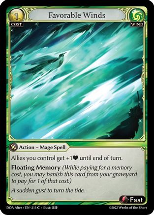 Favorable Winds (213) [Dawn of Ashes Alter Edition] Grand Archive Single Weebs of the Shore