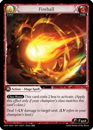 Fireball (134) [Dawn of Ashes Alter Edition] Foil Grand Archive Single Weebs of the Shore