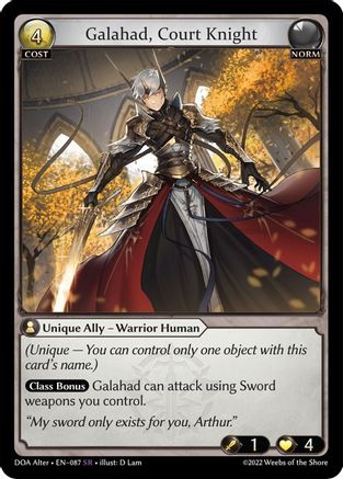 Galahad, Court Knight (087) [Dawn of Ashes Alter Edition] Grand Archive Single Weebs of the Shore