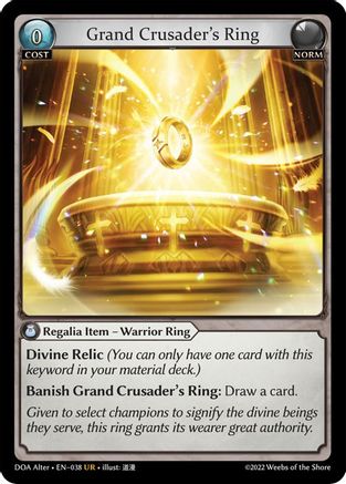 Grand Crusader's Ring (038) [Dawn of Ashes Alter Edition] Grand Archive Single Weebs of the Shore