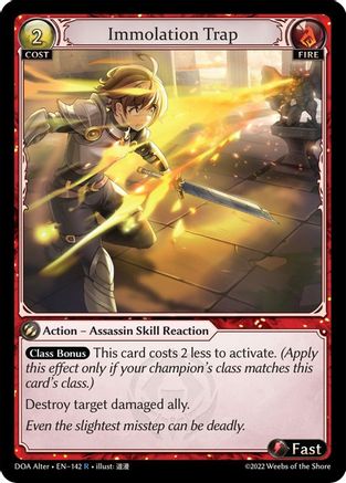 Immolation Trap (142) [Dawn of Ashes Alter Edition] Foil Grand Archive Single Weebs of the Shore