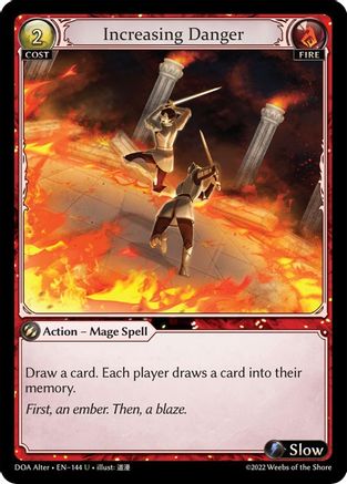 Increasing Danger (144) [Dawn of Ashes Alter Edition] Grand Archive Single Weebs of the Shore