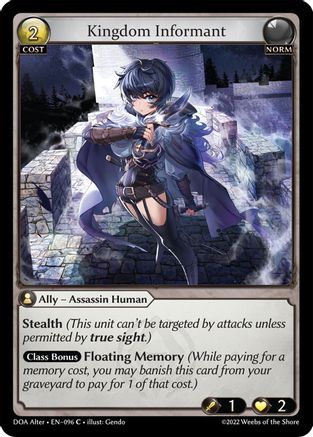 Kingdom Informant (096) [Dawn of Ashes Alter Edition] Foil Grand Archive Single Weebs of the Shore