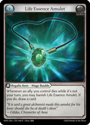 Life Essence Amulet (040) [Dawn of Ashes Alter Edition] Grand Archive Single Weebs of the Shore