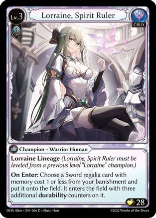 Lorraine, Spirit Ruler (006) [Dawn of Ashes Alter Edition] Grand Archive Single Weebs of the Shore