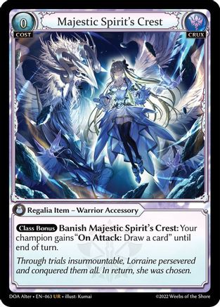 Majestic Spirit's Crest (063) [Dawn of Ashes Alter Edition] Foil Grand Archive Single Weebs of the Shore