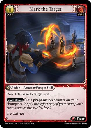 Mark the Target (145) [Dawn of Ashes Alter Edition] Grand Archive Single Weebs of the Shore