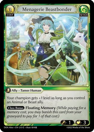 Menagerie Beastbonder (215) [Dawn of Ashes Alter Edition] Foil Grand Archive Single Weebs of the Shore