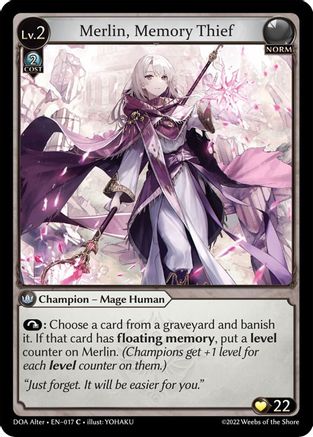 Merlin, Memory Thief (017) [Dawn of Ashes Alter Edition] Grand Archive Single Weebs of the Shore