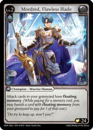 Mordred, Flawless Blade (018) [Dawn of Ashes Alter Edition] Grand Archive Single Weebs of the Shore
