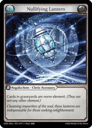 Nullifying Lantern (279) [Dawn of Ashes Alter Edition] Foil Grand Archive Single Weebs of the Shore