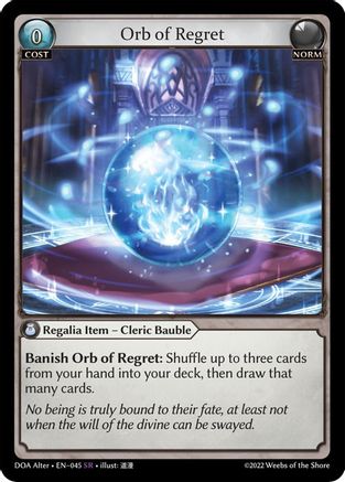 Orb of Regret (045) [Dawn of Ashes Alter Edition] Foil Grand Archive Single Weebs of the Shore