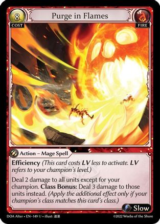 Purge in Flames (149) [Dawn of Ashes Alter Edition] Foil Grand Archive Single Weebs of the Shore