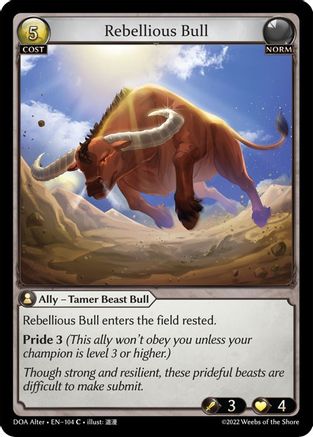 Rebellious Bull (104) [Dawn of Ashes Alter Edition] Foil Grand Archive Single Weebs of the Shore