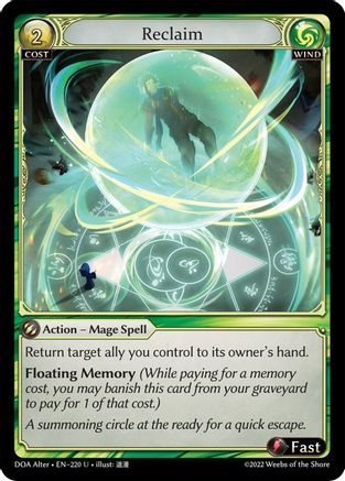 Reclaim (220) [Dawn of Ashes Alter Edition] Grand Archive Single Weebs of the Shore