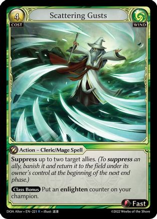 Scattering Gusts (221) [Dawn of Ashes Alter Edition] Grand Archive Single Weebs of the Shore