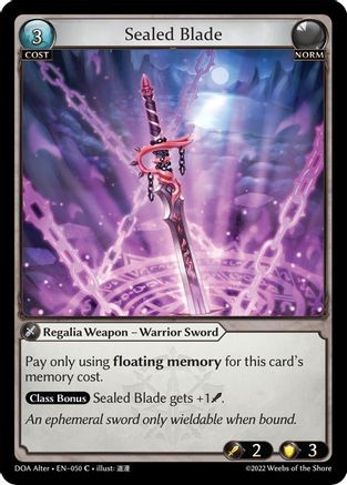 Sealed Blade (050) [Dawn of Ashes Alter Edition] Foil Grand Archive Single Weebs of the Shore