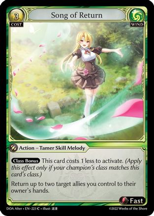 Song of Return (223) [Dawn of Ashes Alter Edition] Grand Archive Single Weebs of the Shore