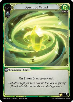 Spirit of Wind (003) [Dawn of Ashes Alter Edition] Grand Archive Single Weebs of the Shore