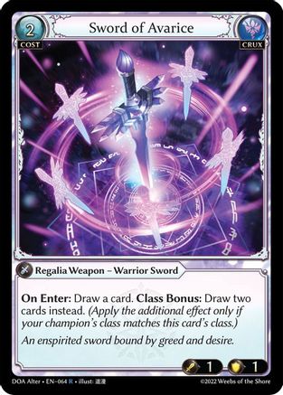 Sword of Avarice (064) [Dawn of Ashes Alter Edition] Grand Archive Single Weebs of the Shore