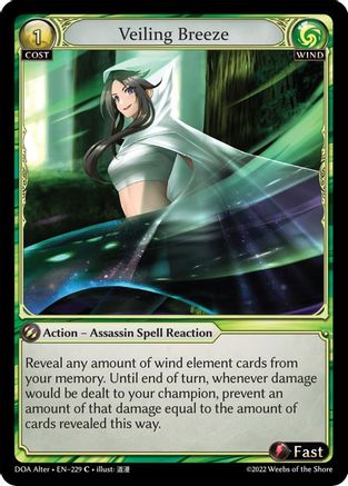 Veiling Breeze (229) [Dawn of Ashes Alter Edition] Grand Archive Single Weebs of the Shore