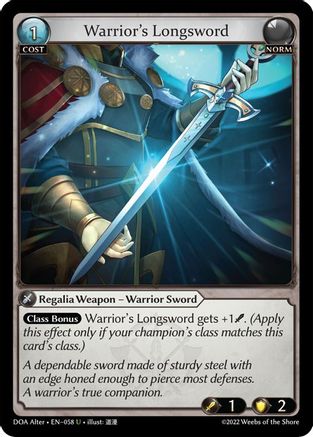 Warrior's Longsword (058) [Dawn of Ashes Alter Edition] Foil Grand Archive Single Weebs of the Shore
