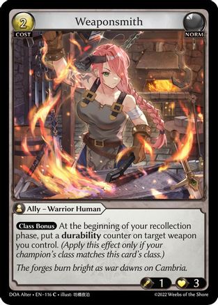 Weaponsmith (116) [Dawn of Ashes Alter Edition] Grand Archive Single Weebs of the Shore