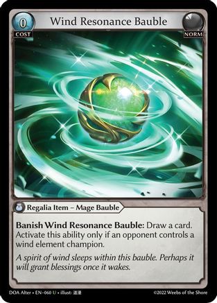 Wind Resonance Bauble (060) [Dawn of Ashes Alter Edition] Foil Grand Archive Single Weebs of the Shore