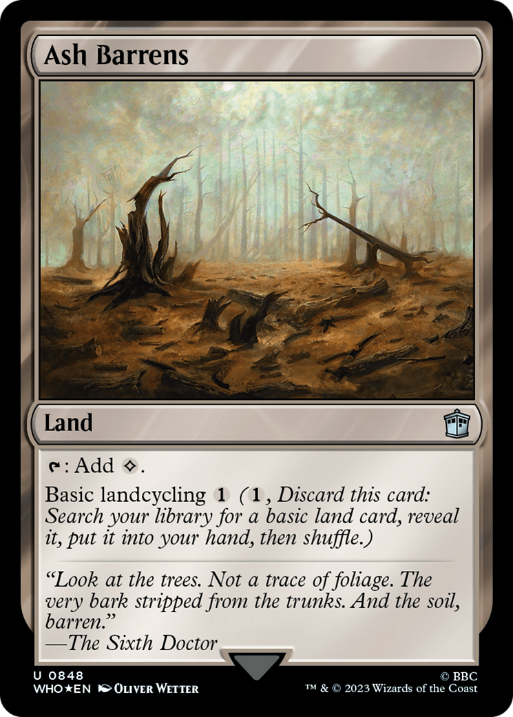 Ash Barrens (Surge Foil) (WHO-848) [Doctor Who] Foil MTG Single Wizards of the Coast