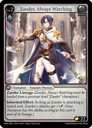 Zander, Always Watching (014) [Dawn of Ashes Alter Edition] Grand Archive Single Weebs of the Shore