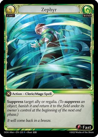 Zephyr (235) [Dawn of Ashes Alter Edition] Foil Grand Archive Single Weebs of the Shore