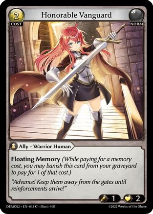 Honorable Vanguard (013) [2022 Demo Deck] Grand Archive Single Weebs of the Shore